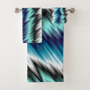 Blue black and white abstract  bath towel set
