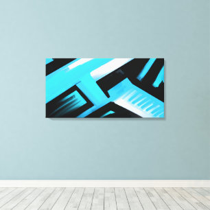 Blue Black and White Abstract Canvas Print