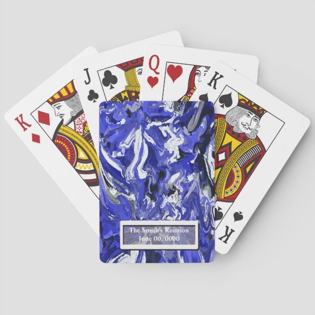 Blue, Black and White Abstract Playing Cards (Back)