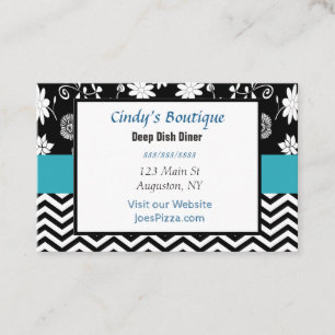 Blue, Black and White Business Card