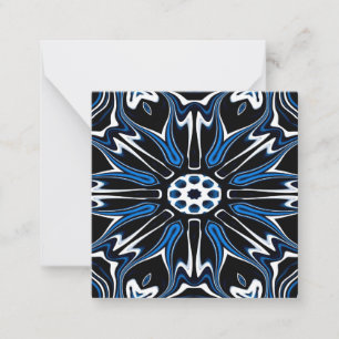 Blue, Black and White Estonia Flower Art Card