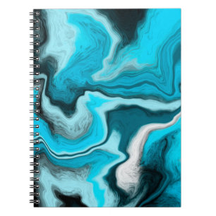 Blue, Black and White Marble Fluid Art Notebook