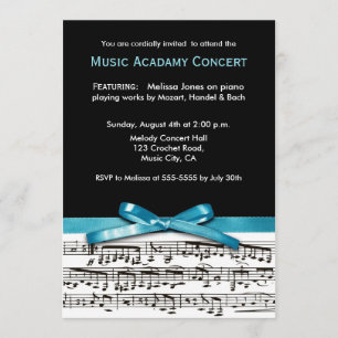 Blue Black and white music recital concert invites