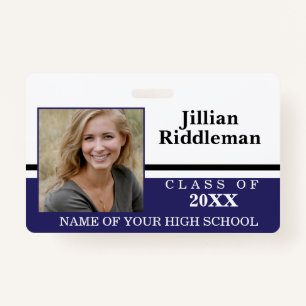 Blue, Black and White Photo Event  Badge ID Badge