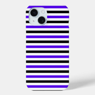 Blue Black and white stripes design iPhone 15 Case