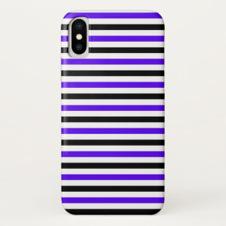 Blue Black and white stripes design iPhone X Case