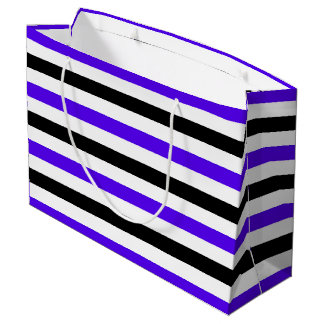 Blue Black and white stripes design Large Gift Bag
