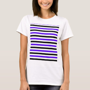 Blue Black and white stripes design T-Shirt