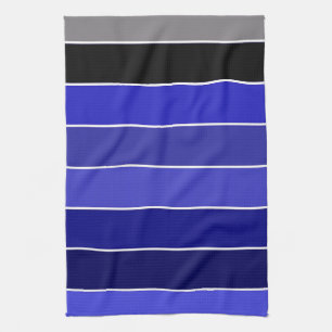 Blue, Black and White Stripes  Tea Towel