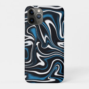 Blue, Black and White Swirls iPhone 11 Pro Case