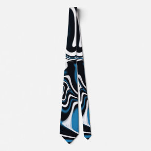 Blue, Black and White Swirls Tie