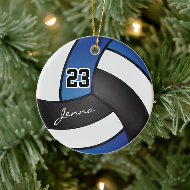 Blue, Black and White  Volleyball Ceramic Tree Decoration (Tree)