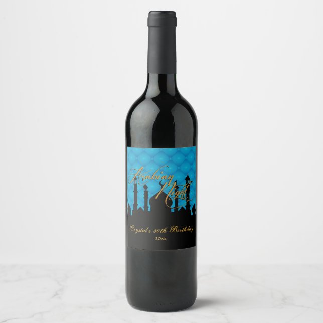 Blue & Black, Arabian Nights Wine Label (Front)
