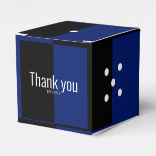 Blue/black bachelor party favour dice box