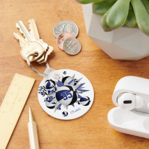 blue black basketball blowout girls jersey number key ring