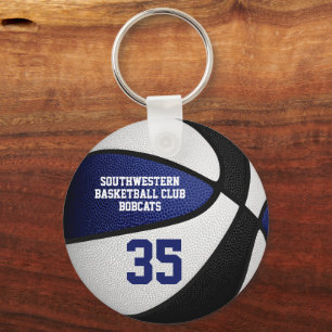 Blue black basketball gifts for the team key ring