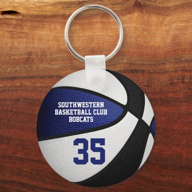 Blue black basketball gifts for the team key ring (Back)