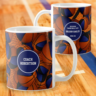 blue black basketball team colours coach name coffee mug