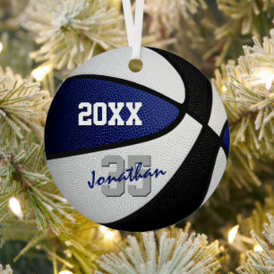 blue black basketball team colours kids teens name metal tree decoration