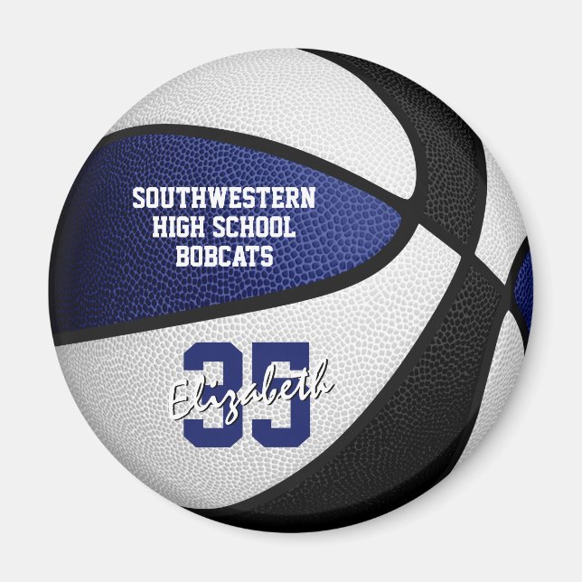 blue black basketball team colours magnet (Front)