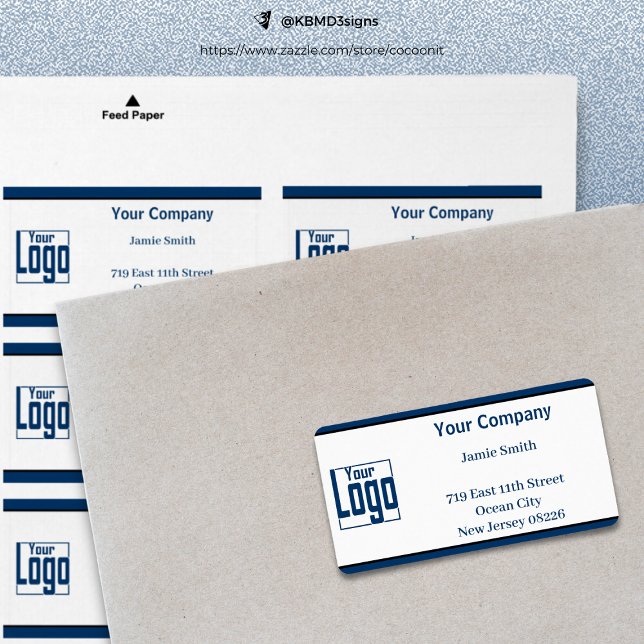 Blue Black Border Company Logo White Address Label (Blue Black Border Company Logo White Address Label)