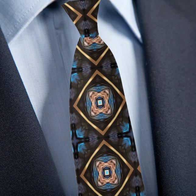 Blue Black Bronze Diamond Pattern Tie (Creator Uploaded)