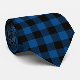 Blue Black Buffalo Plaid Tie