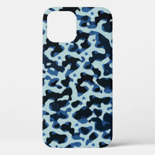Blue Black Camo Abstract Pattern iPhone 12 Case