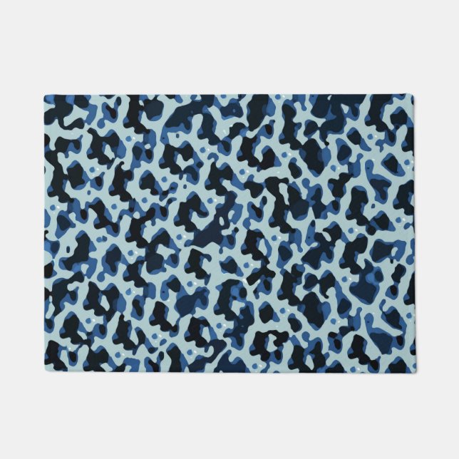 Blue Black Camo Abstract Pattern Doormat (Front)