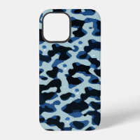 Blue Black Camo Abstract Pattern