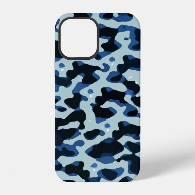 Blue Black Camo Abstract Pattern iPhone Case (Back)