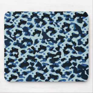 Blue Black Camo Abstract Pattern Mouse Mat