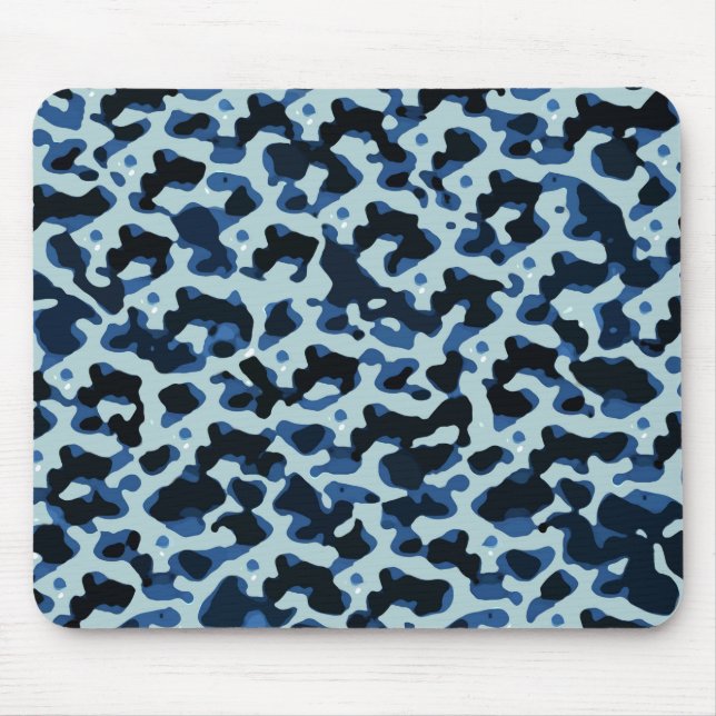Blue Black Camo Abstract Pattern Mouse Mat (Front)