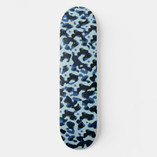 Blue Black Camo Abstract Pattern Skateboard