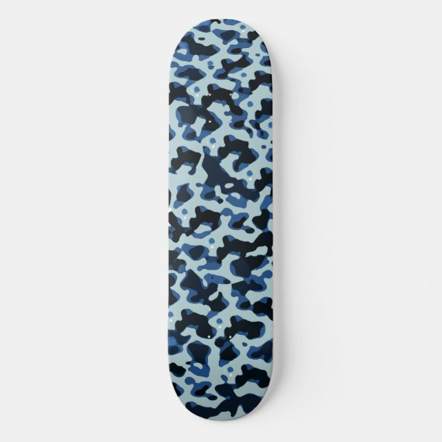 Blue Black Camo Abstract Pattern Skateboard (Front)
