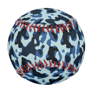 Blue Black Camo Pattern Baseball