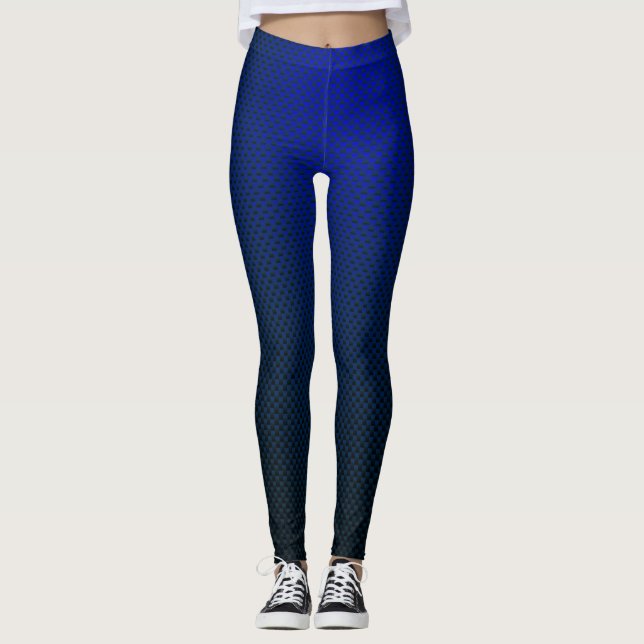 Blue black  carbon fiber patterned leggings (Front)