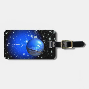 blue/black celestial ornament luggage tag