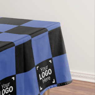 Blue Black Check Business Logo Work Event / Party Tablecloth