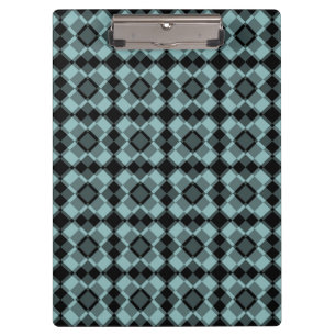 Blue Black Chequered Argyle Pattern Clipboard