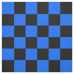 Blue Black Chequered Check Pattern Fabric