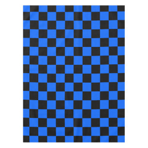 Blue Black Chequered Check Pattern Tablecloth