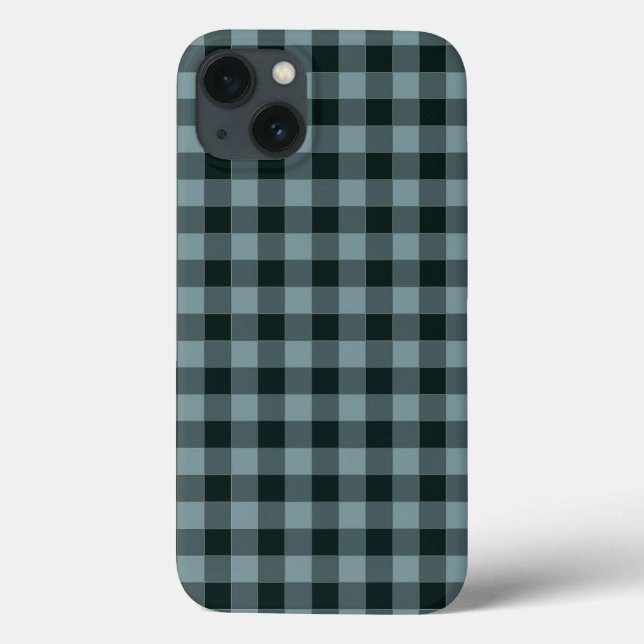 Blue Black Chequered Gingham Pattern Case-Mate iPhone Case (Back)