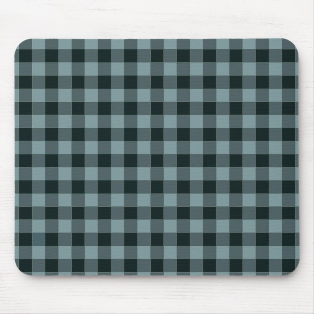Blue Black Chequered Gingham Pattern Mouse Mat (Front)