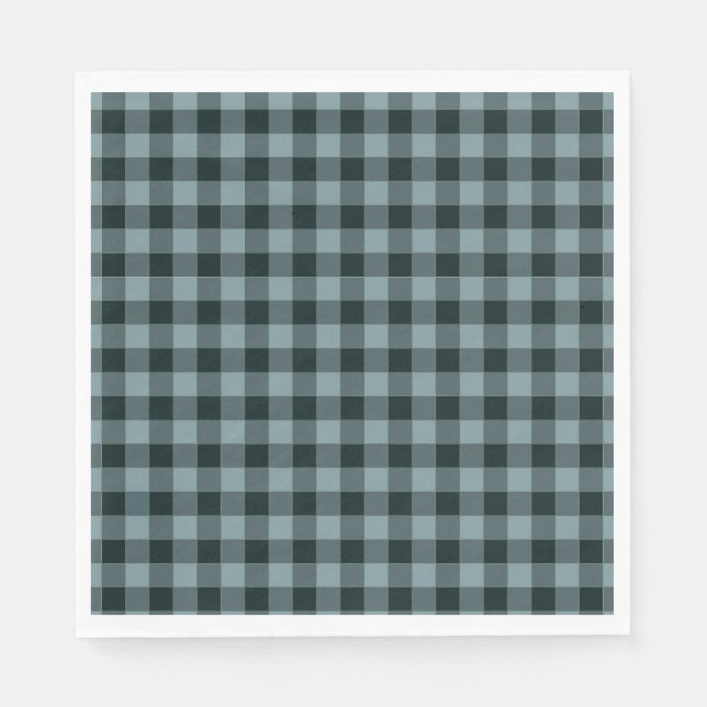 Blue Black Chequered Gingham Pattern Napkin (Front)