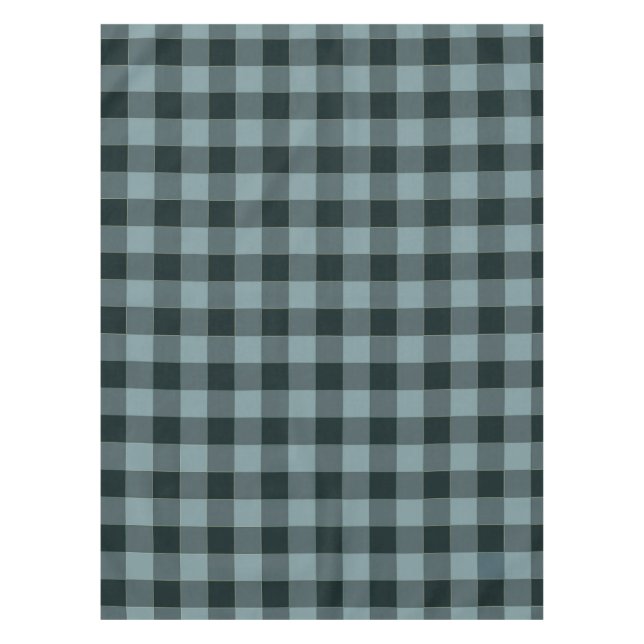 Blue Black Chequered Gingham Pattern Tablecloth (Front)