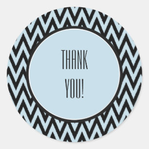Blue Black Chevron Classic Round Sticker