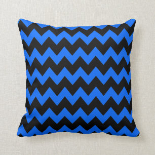 Blue Black Chevron Stripes Cushion
