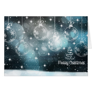 Blue Black Christmas Ornaments Greeting Card
