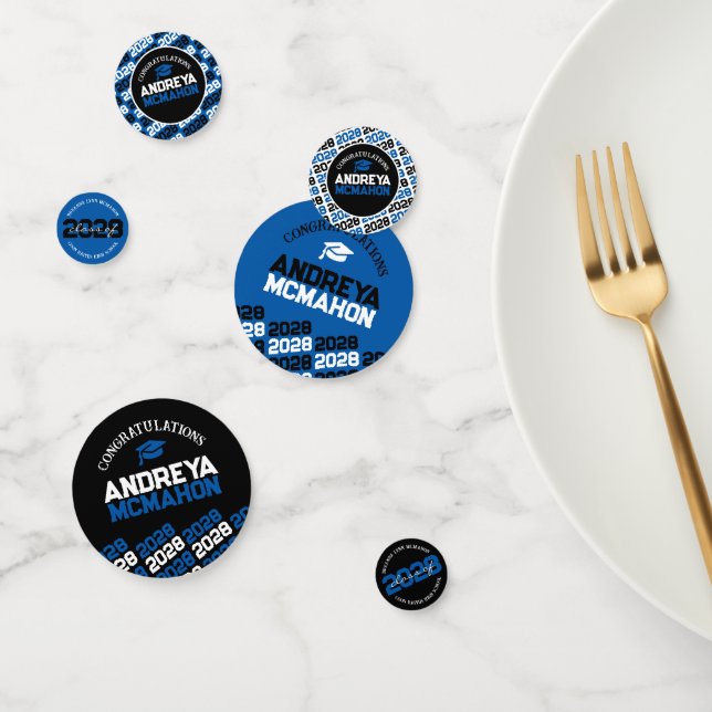 Blue & Black Class of ANY YEAR Personalised Party Confetti (Group)